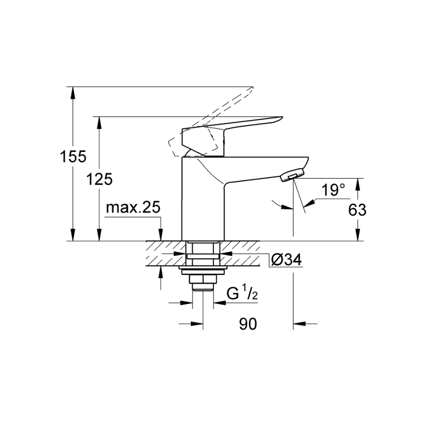 GROHE 32857000 - BAULOOP wastafelmengkraan DN 15, glanzend chroom