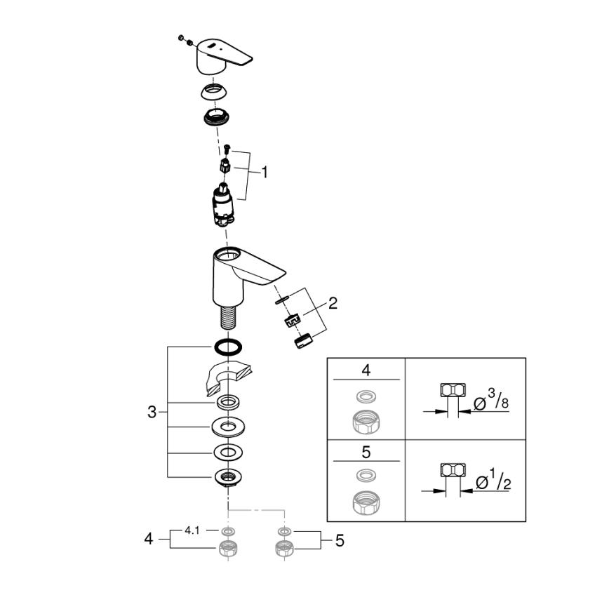 GROHE 32861001 - BAUEDGE wastafelmengkraan 131 mm, glanzend chroom