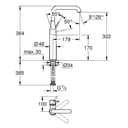 GROHE 32901AL1 - Mitigeur lavabo ESSENCE XL, finition graphite