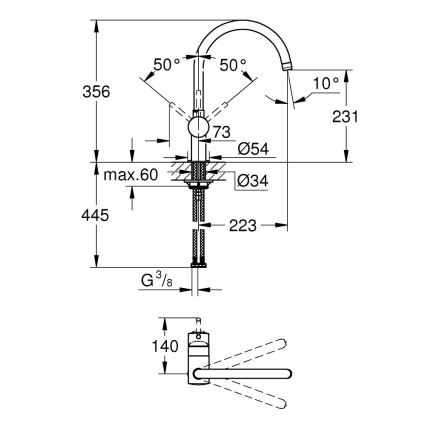 GROHE 32917000 - Keukenkraan A 356 mm glanzend chroom