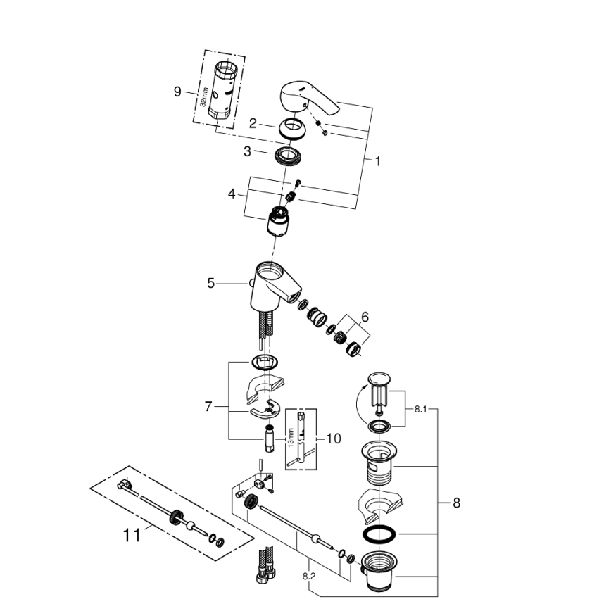 GROHE 32929002 - Bidetmengkraan EUROSMART maat S glanzend chroom