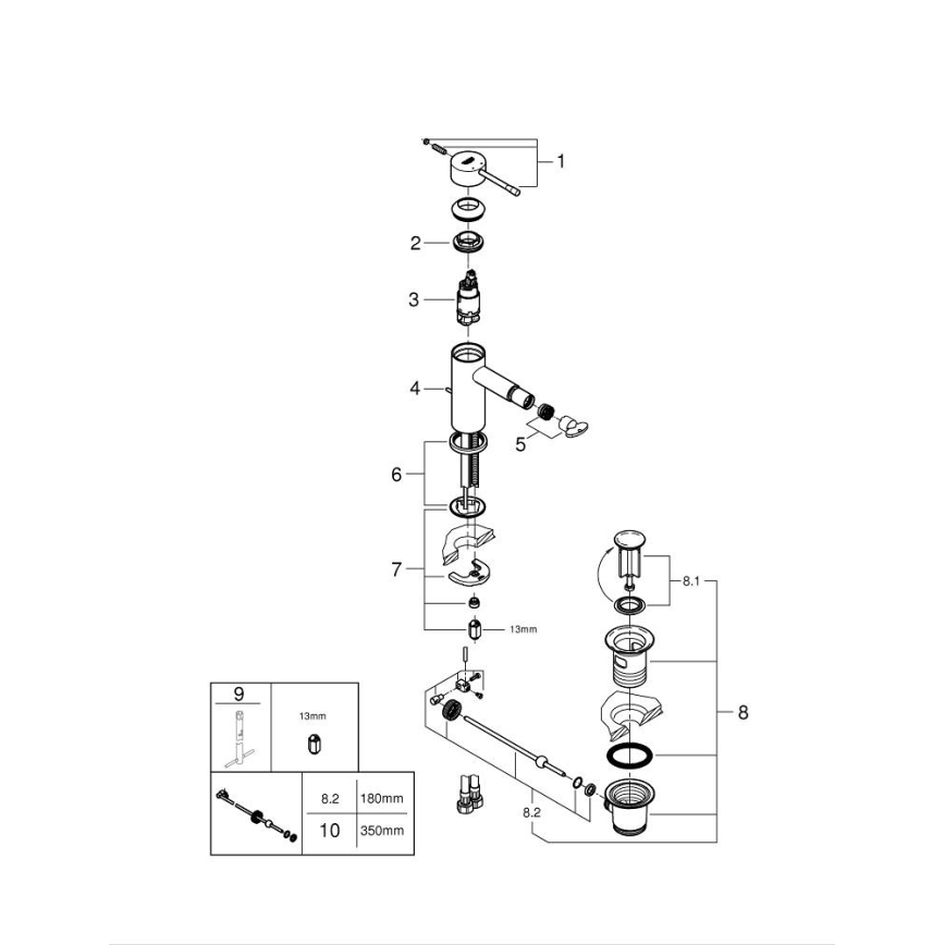 GROHE 32935AL1 - Bidetmengkraan ESSENCE maat S grafiet