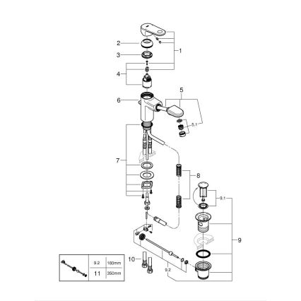 GROHE 33155002 - Wastafelmengkraan EUROPLUS DN 15, hoogglans chroom