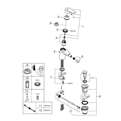 GROHE 33244002 - Mitigeur pour bidet EURODISC COSMOPOLITAN DN 15, chrome brillant