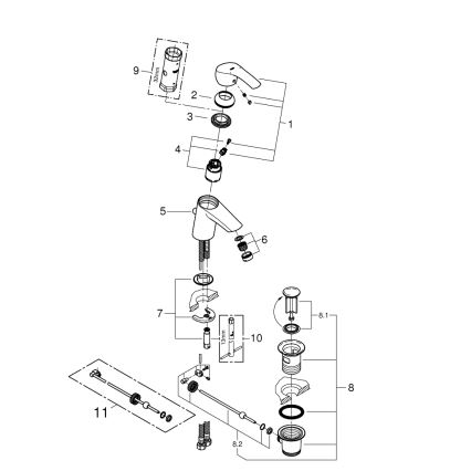 GROHE 33265002 - Wastafelmengkraan EUROSMART DN 15 maat S glanzend chroom
