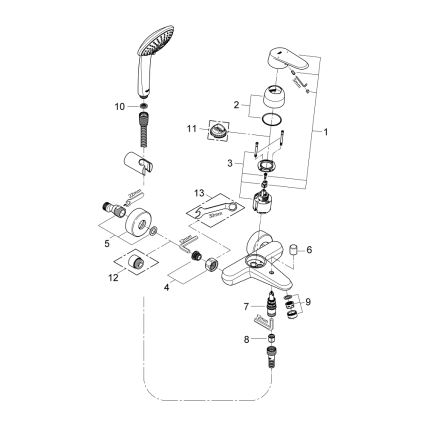 GROHE 33395002 - Ensemble pour baignoire avec mitigeur EURODISC COSMOPOLITAN, finition chrome brillant