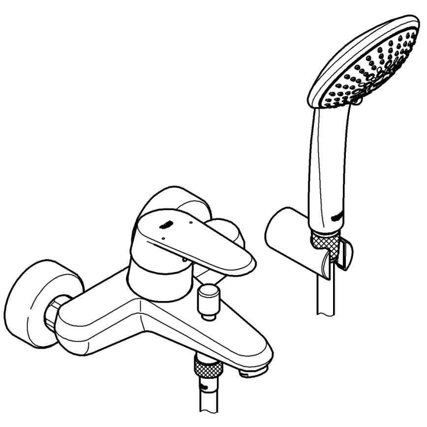 GROHE 33395002 - Ensemble pour baignoire avec mitigeur EURODISC COSMOPOLITAN, finition chrome brillant