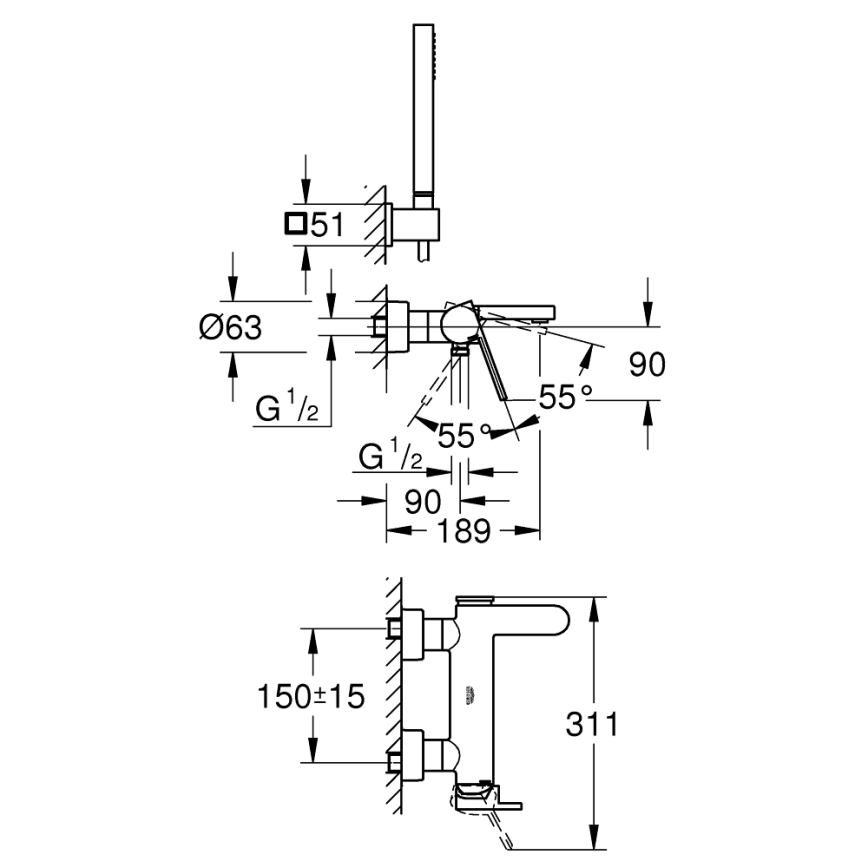GROHE 33547003 - Badmengkraan PLUS glanzend chroom