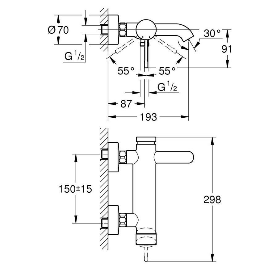 GROHE 33624AL1 - Mitigeur de baignoire ESSENCE 193 mm Graphite
