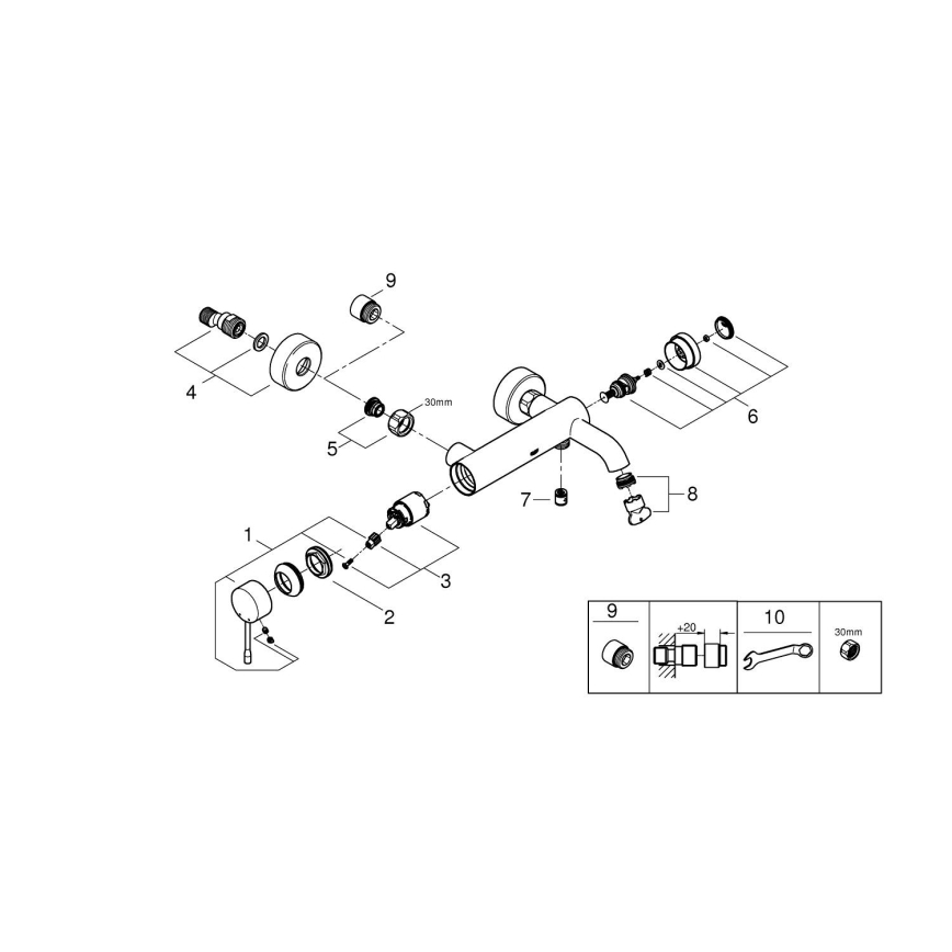 GROHE 33624DL1 - Badkraan ESSENCE 193 mm geborsteld koper