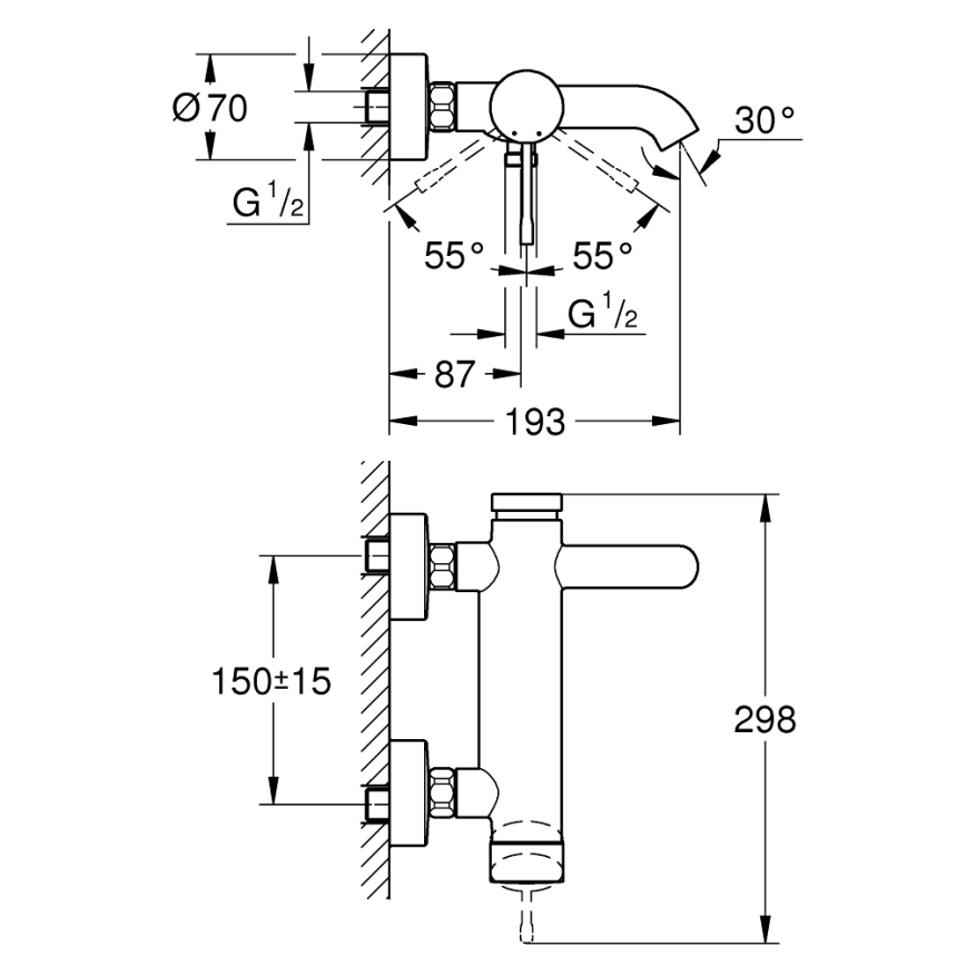 GROHE 33624DL1 - Badkraan ESSENCE 193 mm geborsteld koper
