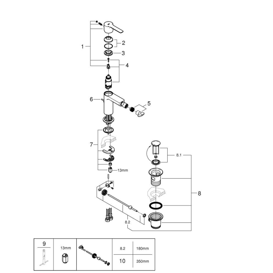 GROHE 33848001 - Bidetkraan LINEARE DN 15 glanzend chroom