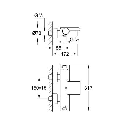 GROHE 34174001 - Mitigeur thermostatique pour baignoire GROHTHERM 2000 172 mm chrome brillant