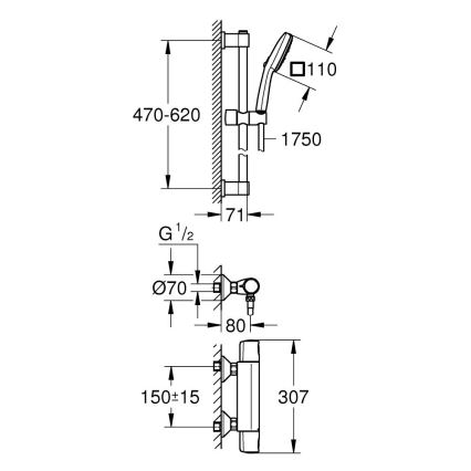 GROHE 34237003 - Thermostatische douchekraan PRECISION TREND 150 mm chroom