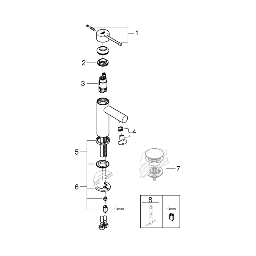 GROHE 34294001 - Wastafelmengkraan ESSENCE DN 15, glanzend chroom