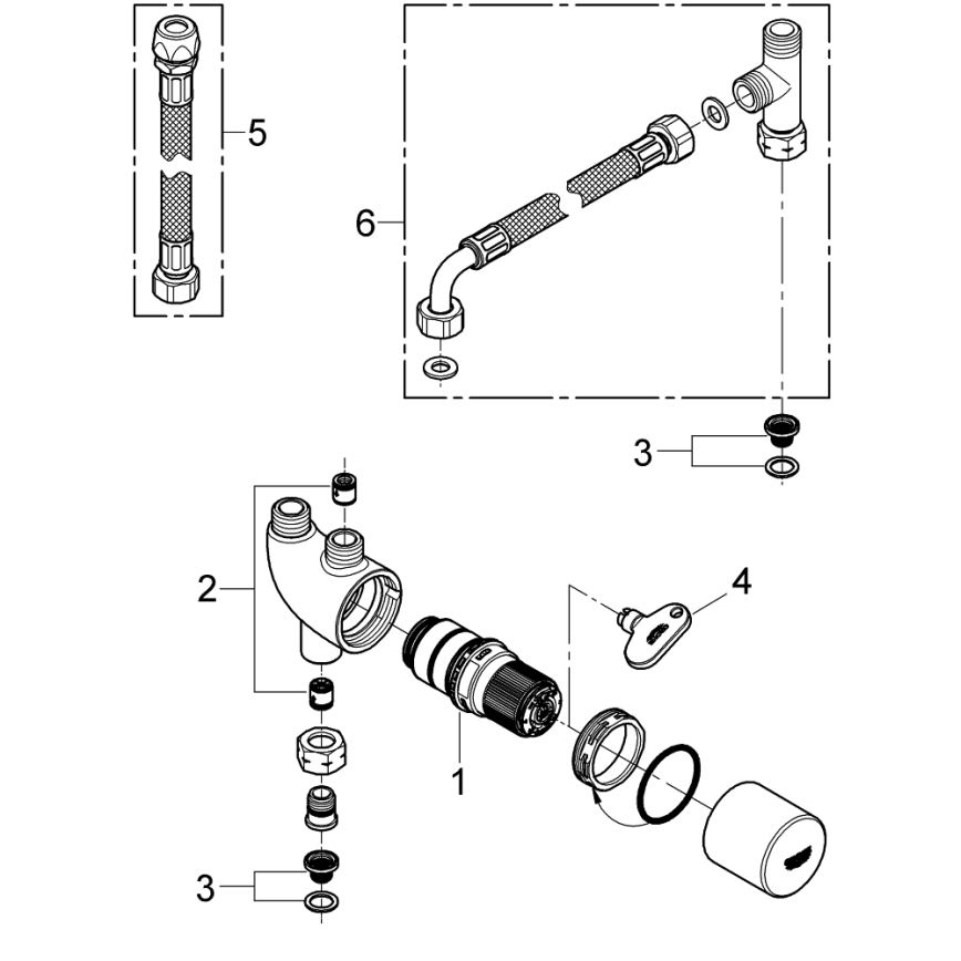 GROHE 34487000 - Protection thermostatique anti-brûlure GROHTHERM MICRO, finition chromée
