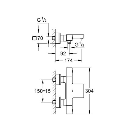 GROHE 34497000 - Thermostatische badkraan GROHTHERM CUBE DN 15 glanzend chroom