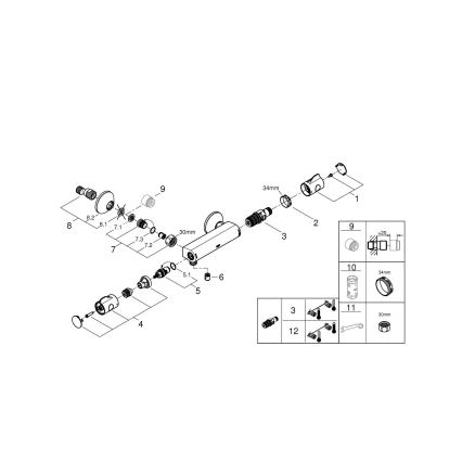 GROHE 34558000 - Thermostatische douchekraan GROHTHERM 800 DN 15 glanzend chroom