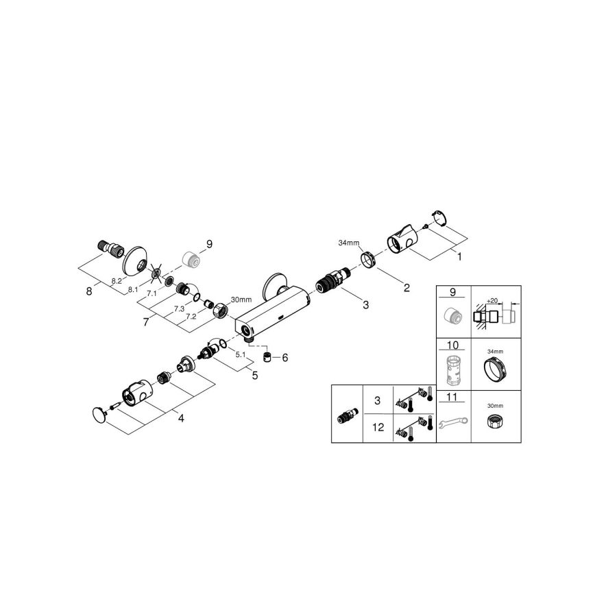 GROHE 34558000 - Thermostatische douchekraan GROHTHERM 800 DN 15 glanzend chroom