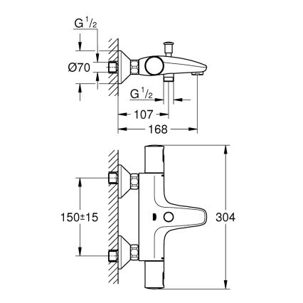 GROHE 345982430 - Thermostatische badmengkraan PRECISION START 168 mm zwart