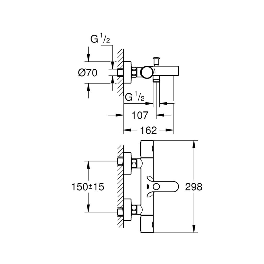 GROHE 34766000 - Thermostatische badkraan GROHTHERM 800 COSMOPOLITAN DN 15 chroom