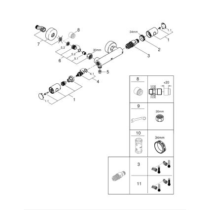GROHE 34773000 - Mitigeur thermostatique de douche PRECISION GET DN 15, finition chrome brillant