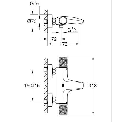 GROHE 34788000 - Thermostatische badmengkraan PRECISION FEEL DN 15 glanzend chroom