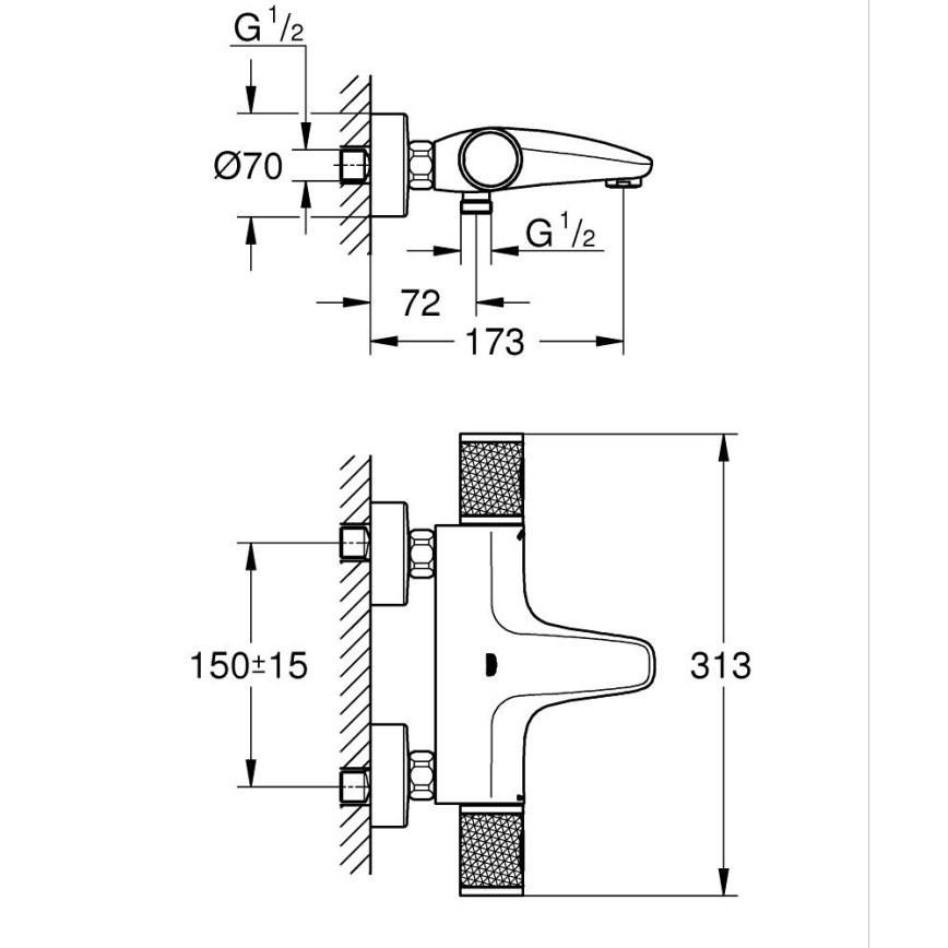 GROHE 34788000 - Thermostatische badmengkraan PRECISION FEEL DN 15 glanzend chroom