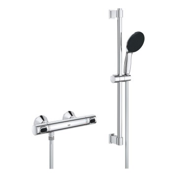 GROHE 34800001 - Ensemble de douche avec mitigeur thermostatique PRECISION FLOW 600 mm, chrome brillant
