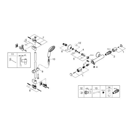 GROHE 34800001 - Ensemble de douche avec mitigeur thermostatique PRECISION FLOW 600 mm, chrome brillant