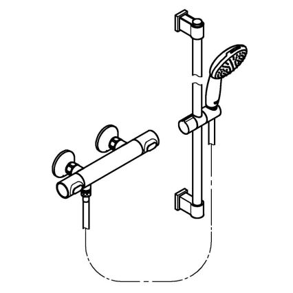 GROHE 34800001 - Ensemble de douche avec mitigeur thermostatique PRECISION FLOW 600 mm, chrome brillant