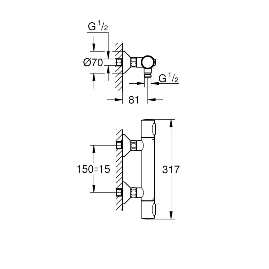 GROHE 34840000 - Thermostatische douchekraan PRECISION DN 15 glanzend chroom