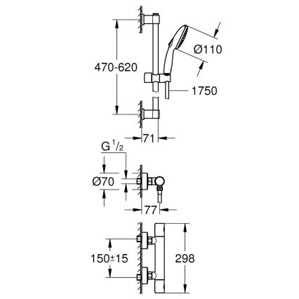 GROHE 34856000 - Thermostatische douchekraan PRECISION GET 600 mm chroom