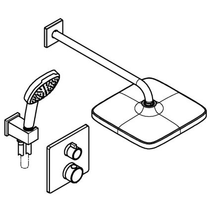 GROHE 348822430 - Doucheset PRECISION 250 × 250 mm zwart