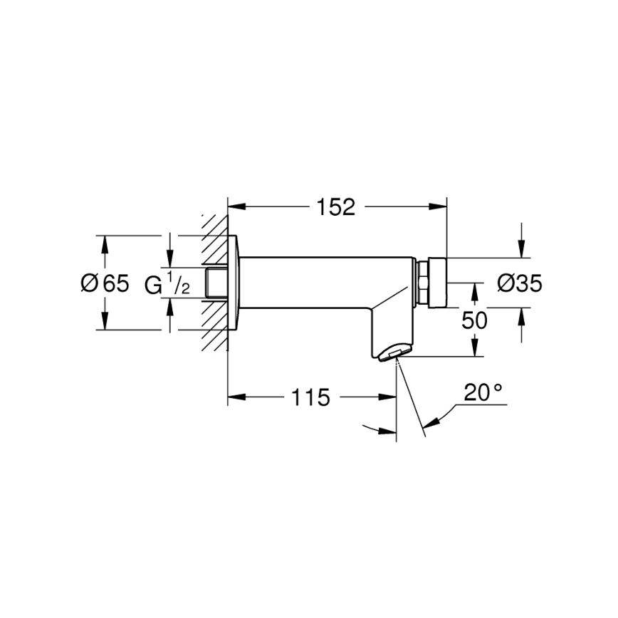 GROHE 36266000 - Zelfsluitend wandventiel EUROECO COSMOPOLITAN T DN 15 chroom