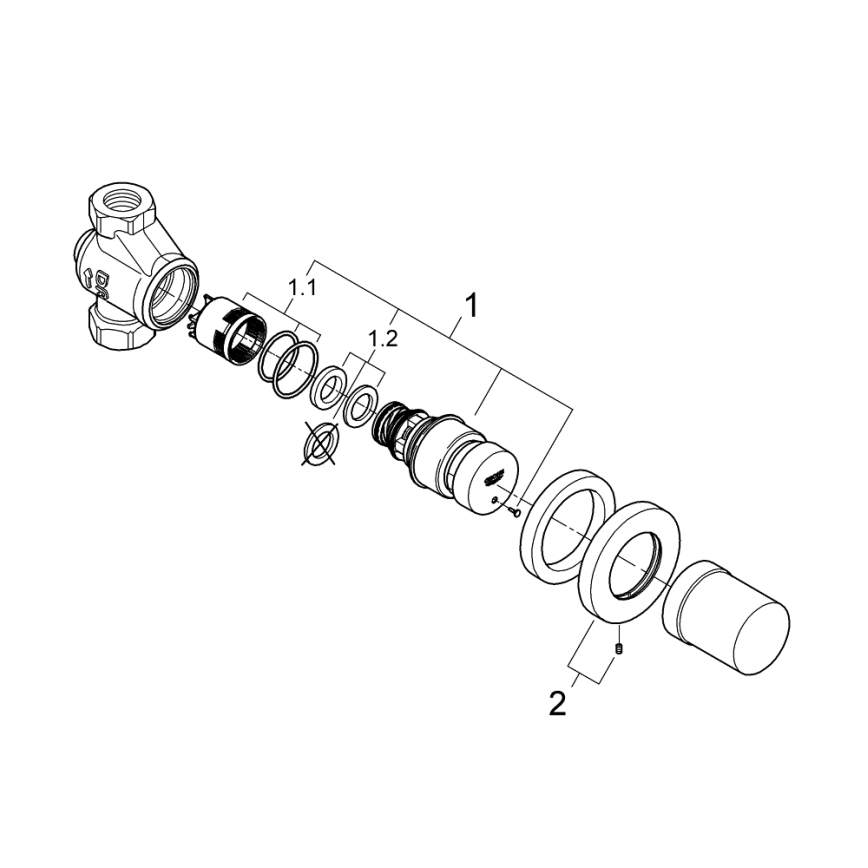 GROHE 36268000-Vanne auto-fermante de passage EUROECO COSMOPOLITAN T DN 15 chromée