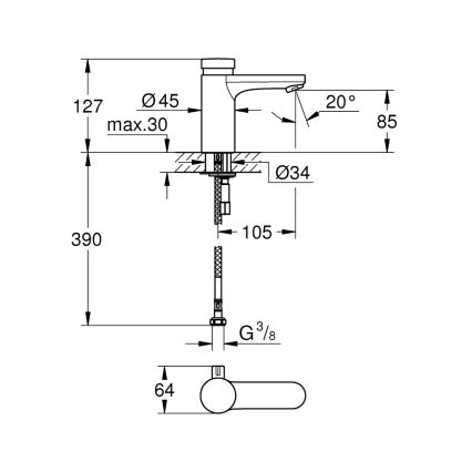 GROHE 36317000 - Zelfsluitende wastafelkraan EUROSMART COSMOPOLITAN T chroom