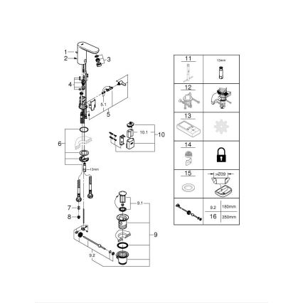 GROHE 36331001 - Mitigeur de lavabo EUROECO 1 14” finition chrome brillant