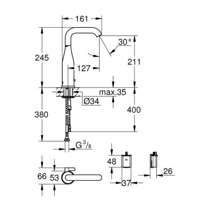 GROHE 36445000 - Infrarood elektronische wastafelmengkraan ESSENCE E glanzend chroom
