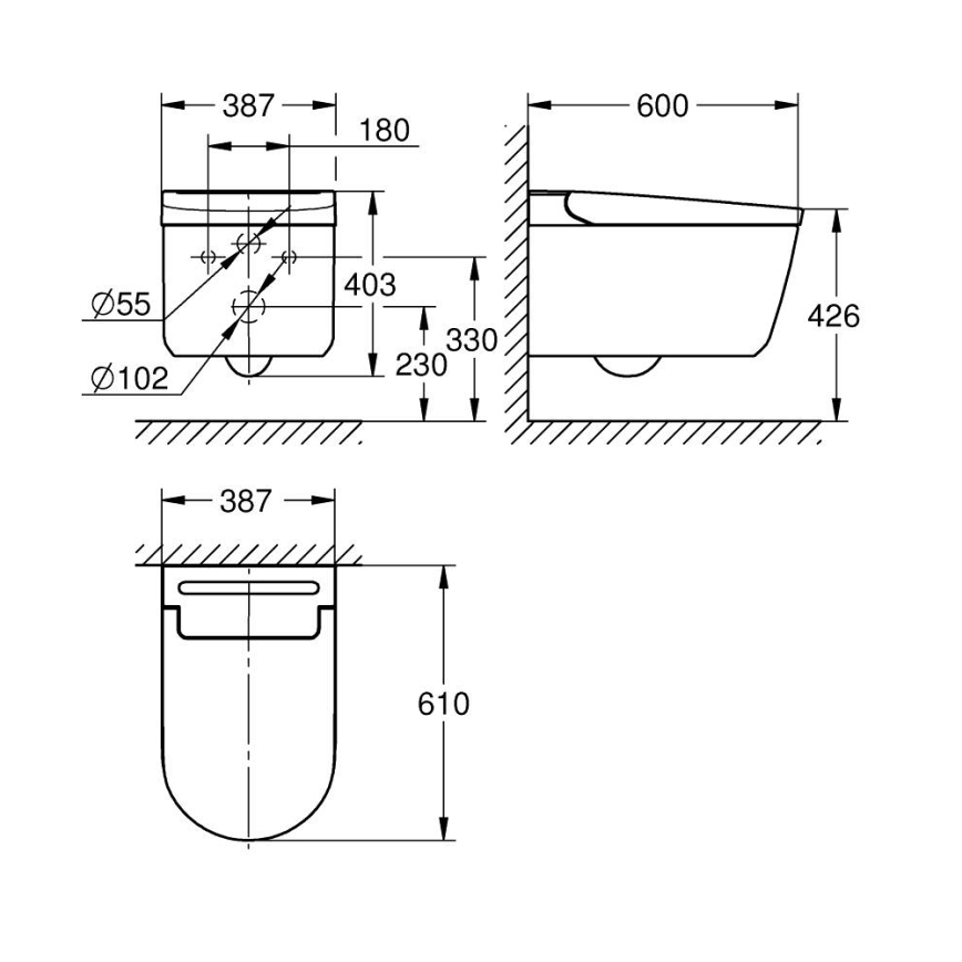 GROHE 36507SH0 - Toilette lavante SENSIA 600 × 387 × 403 mm céramique blanche