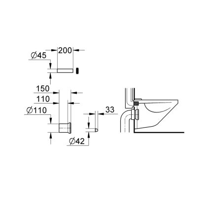 GROHE 37104K00 - Aanvoer- en afvoerset voor WC, zwart