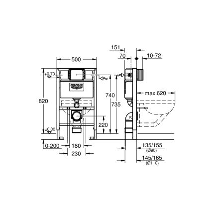 GROHE 38526000 - WC-module RAPID SL 0,82 m wit