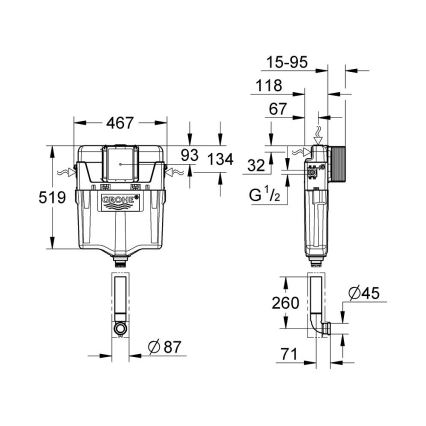 GROHE 38661000 - Réservoir de chasse GD 2