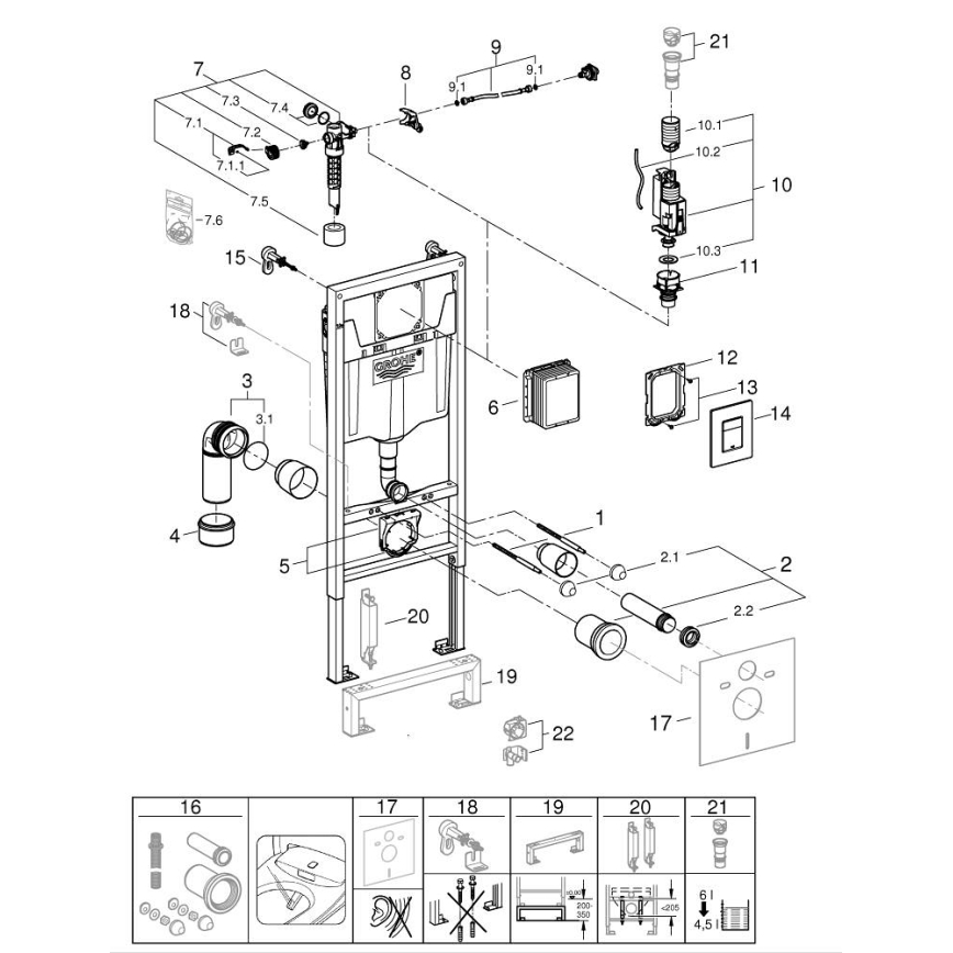 GROHE 38811KF0 - SOLIDO 3-in-1 wc-set 1,13 m, zwart