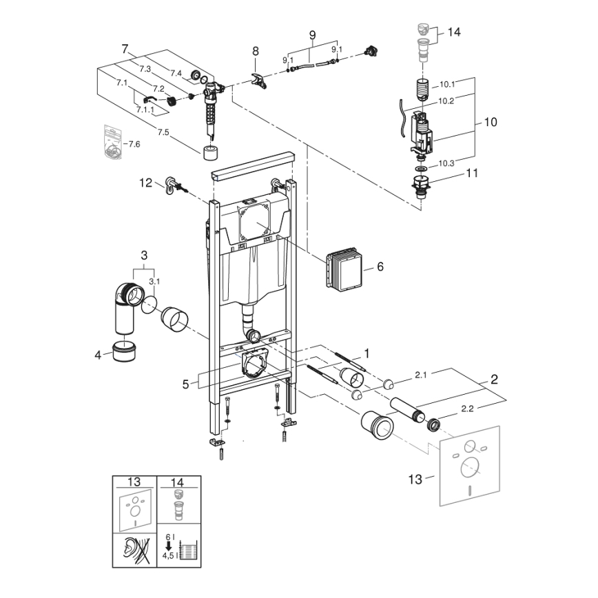 GROHE 38848000 - Inbouwmodule voor wc RAPID SL 1,13 m