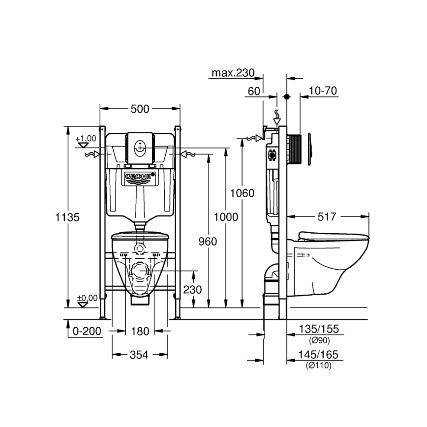 GROHE 39116000 - 4-in-1 set met keramiek SOLIDO COMPACT 1,13 m