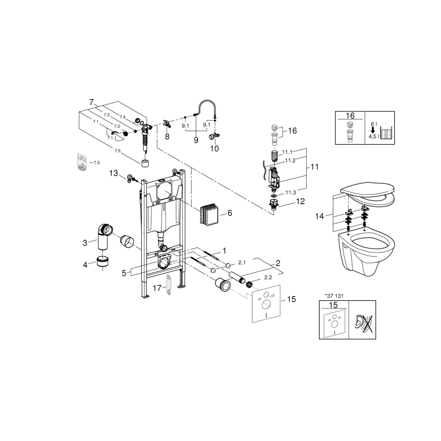 GROHE 39116000 - 4-in-1 set SOLIDO COMPACT 1,13 m duro-wit