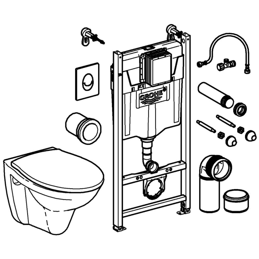 GROHE 39116000 - Ensemble 4 en 1 avec céramique SOLIDO COMPACT 1,13 m