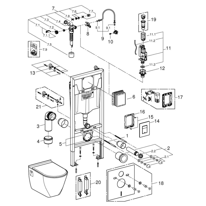 GROHE 39186000 - Ensemble d'installation pré-murale SOLIDO 1,13 m blanc
