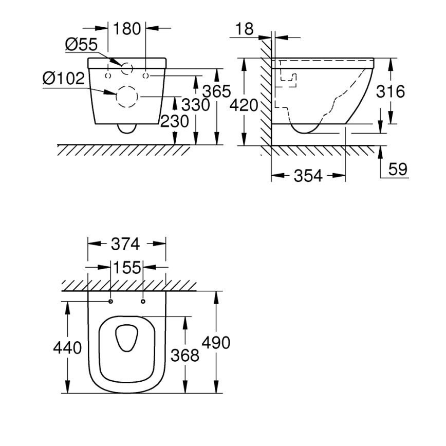 GROHE 39206000 - WC suspendu EURO CERAMIC 49 cm céramique/blanc